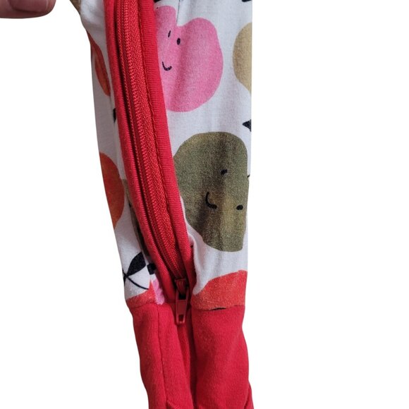 Miozing Bamboo 0-3 Mo Baby Girl Boy Apple Print Zippy Pajamas Animal Sleeper Red - Picture 11 of 14